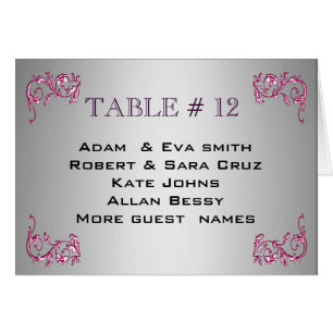 Elegant PINK SILVER Table number template wedding