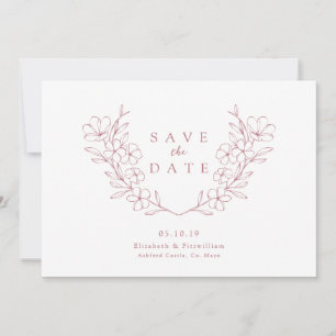 Elegant Pink Simple Cherry Blooming Blossom Wreath Save The Date