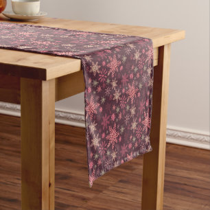Elegant Pink Snowflakes Holiday Table Runner