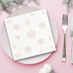 Elegant Pink Snowflakes Winter Wonderland Napkin