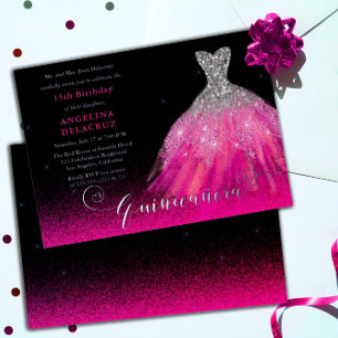Elegant Pink Spanish Gown Quinceañera - Silver