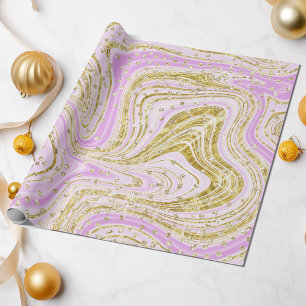 Elegant Pink Sparkle Swirls Glitter Sequins Wrapping Paper