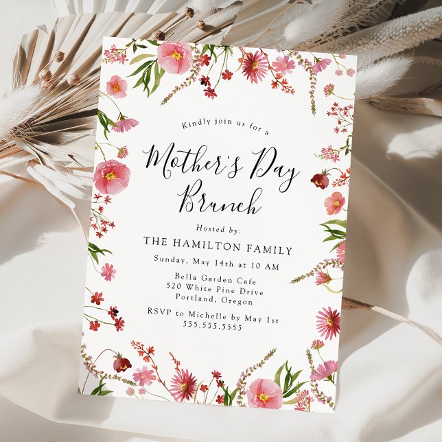 Elegant Pink Spring Floral Mother's Day Brunch Invitation (Creator Uploaded)