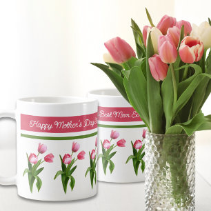 Elegant Pink Spring Tulip Happy Mother's Day Coffee Mug