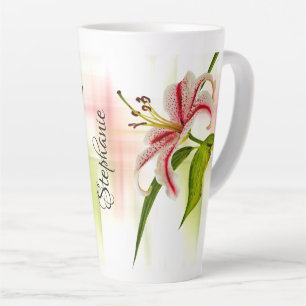 Elegant Pink Stargazer Lily Floral Photography Latte Mug