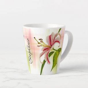 Elegant Pink Stargazer Lily Floral Photography Latte Mug