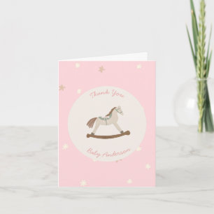 Elegant Pink Stars Boho Rocking Horse Thank You Card