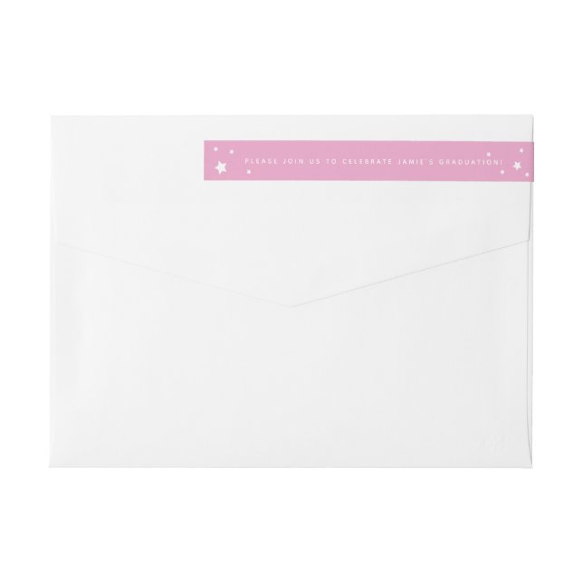 Elegant Pink Stars Wraparound Address Label (Back)