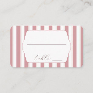 Elegant Pink Striped Minimalist Place Card
