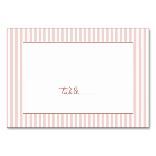 Elegant Pink Striped Table Sign Number (Front)