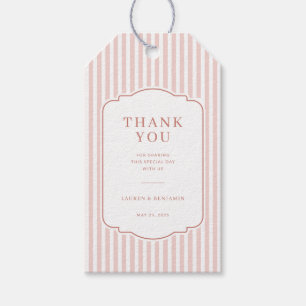 Elegant Pink Striped Thank You Card Gift Tags