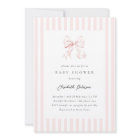 Elegant Pink Stripes Bow Baby Shower Baby Shower