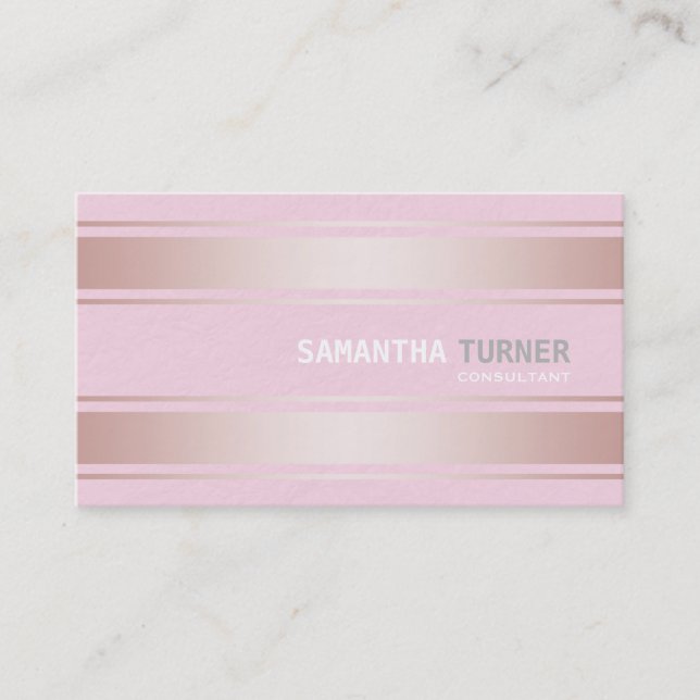 Elegant Pink Stripes Professional Custom Business Card (Front)