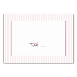 Elegant Pink Stripes Table Number