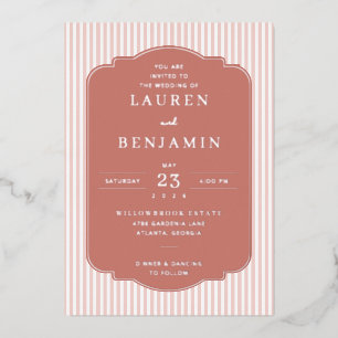 Elegant Pink Stripes Wedding Invitation