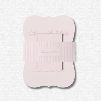 Elegant Pink Stripes Wedding Invitation Belly Band