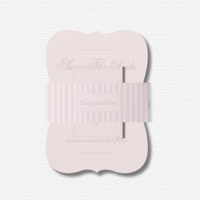 Elegant Pink Stripes Wedding Invitation Belly Band (Creator Uploaded)