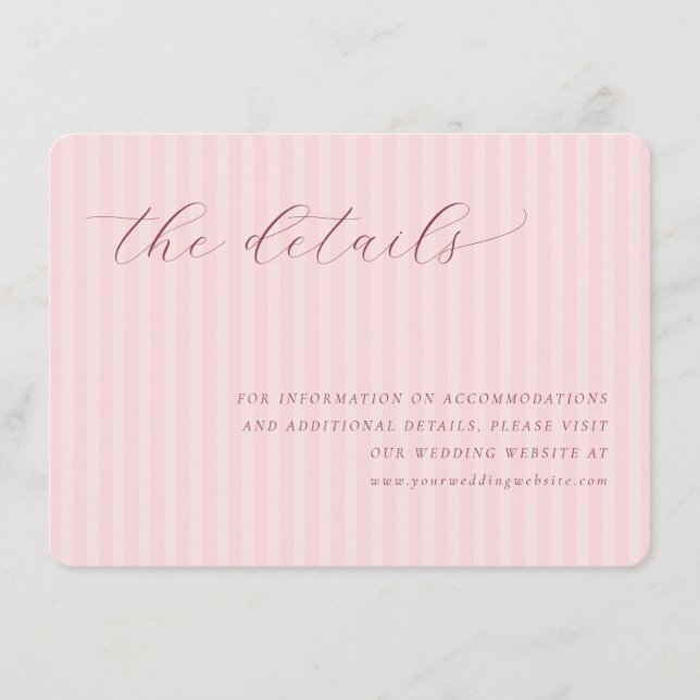 Elegant Pink Stripes with Calligraphy Enclosure Card (Front)