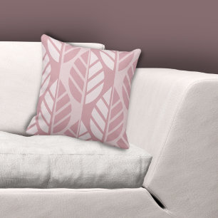 Elegant Pink Stylised Leaves Pattern Cushion