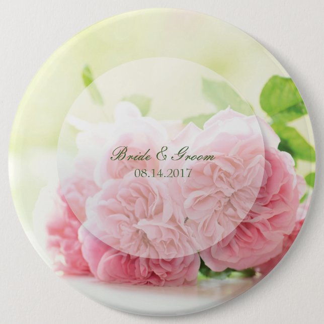 Elegant Pink Summer Rose Wedding 6 Cm Round Badge (Front)