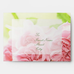 Elegant Pink Summer Rose Wedding Envelopes