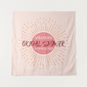 Elegant Pink Sun Wedding Photo Booth Backdrop Tapestry