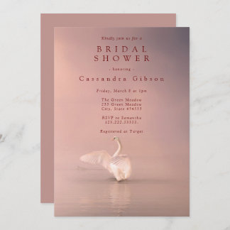 Elegant Pink Swan Bridal Shower Invitation
