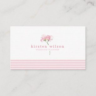 Elegant Pink Sweet Pea Flowers - Personalised Business Card