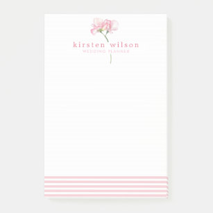 Elegant Pink Sweet Pea Flowers - Personalised Post-it Notes
