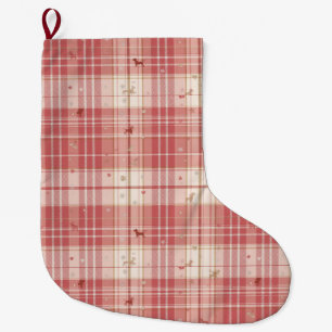 Elegant Pink Tartan Dog Christmas Stocking   Blush