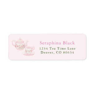 Elegant Pink Tea Cup Return Address Label