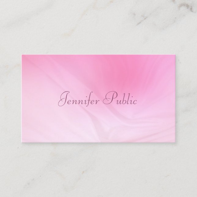 Elegant Pink Template Handwritten Name Modern Business Card (Front)