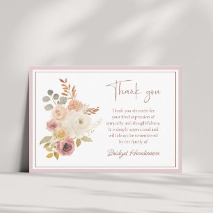 Elegant Pink Terracotta Floral Funeral Thank You Card