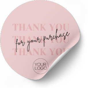 Elegant Pink Thank You For Your Purchase Business  Classic Round Sticker