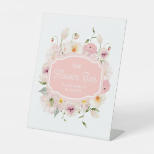 Elegant Pink The Flower Bar Pedestal Sign