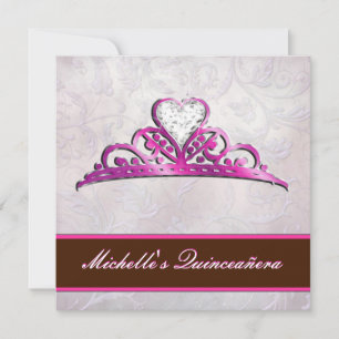Elegant Pink Tiara Invitation with Diamond