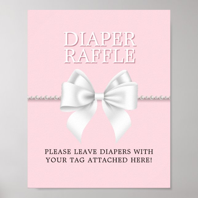 Elegant Pink Tiffany Baby Shower Diaper Raffle Poster (Front)