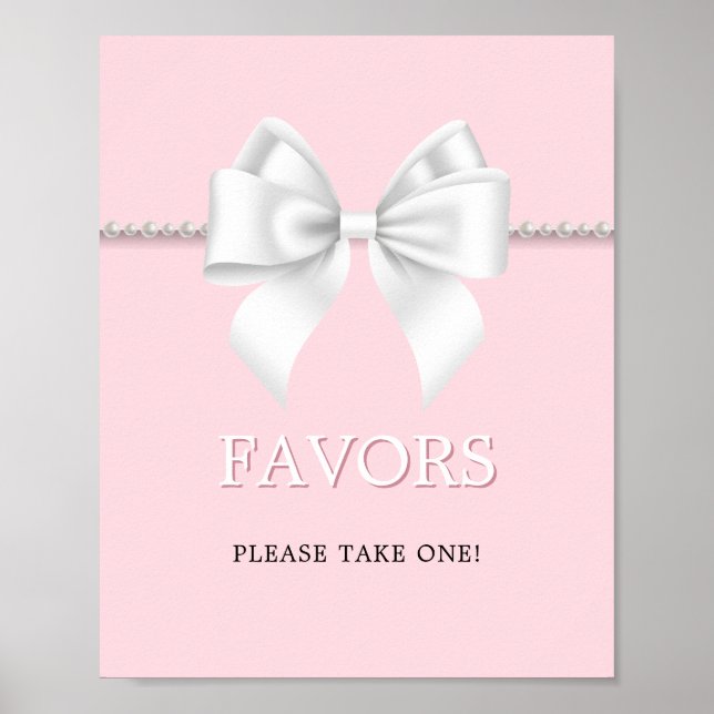 Elegant Pink Tiffany Baby Shower Guest Favours Sig Poster (Front)