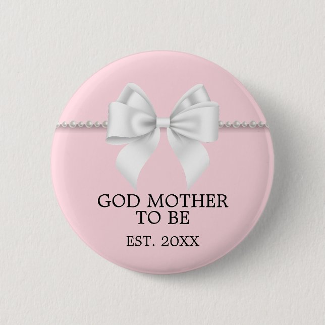 Elegant Pink Tiffany Theme God Mother Baby Shower 6 Cm Round Badge (Front)