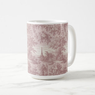 Elegant Pink Toile de Jouy French Country Scene Coffee Mug