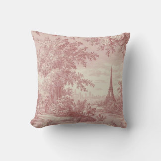 Elegant Pink Toile de Jouy French Country Scene  Cushion