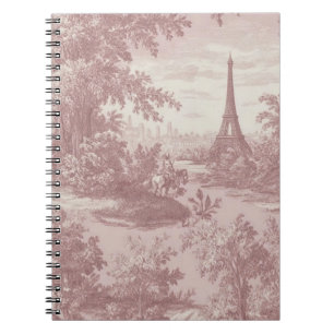 Elegant Pink Toile de Jouy French Country Scene  Notebook