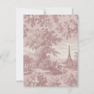 Elegant Pink Toile de Jouy French Country Scene  Postcard