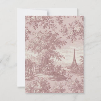 Elegant Pink Toile de Jouy French Country Scene  Postcard