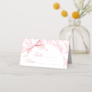 Elegant Pink Toile Floral Bow Table Numbers Tent Place Card