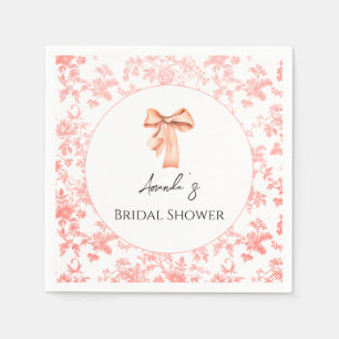 Elegant Pink Toile Floral Bridal Shower Brunch Napkin