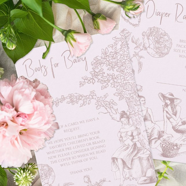 Elegant Pink Toile Jouy Baby Shower Book Request Enclosure Card (Creator Uploaded)