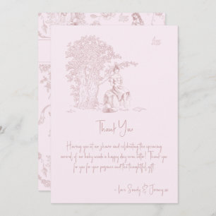 Elegant Pink Toile Jouy Baby Shower Book Request Thank You Card