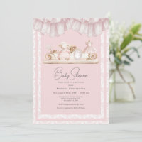 Elegant Pink Toile Vintage Whimsical Baby Shower