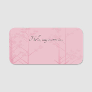 Elegant Pink Tree Art Hello My Name Is Dry Erase Tag